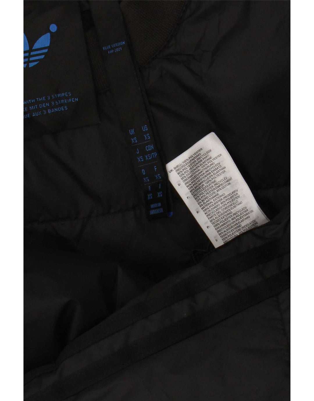 Adidas muški preveliki pulover podstavljena jakna UK 34 XS crni poliester
