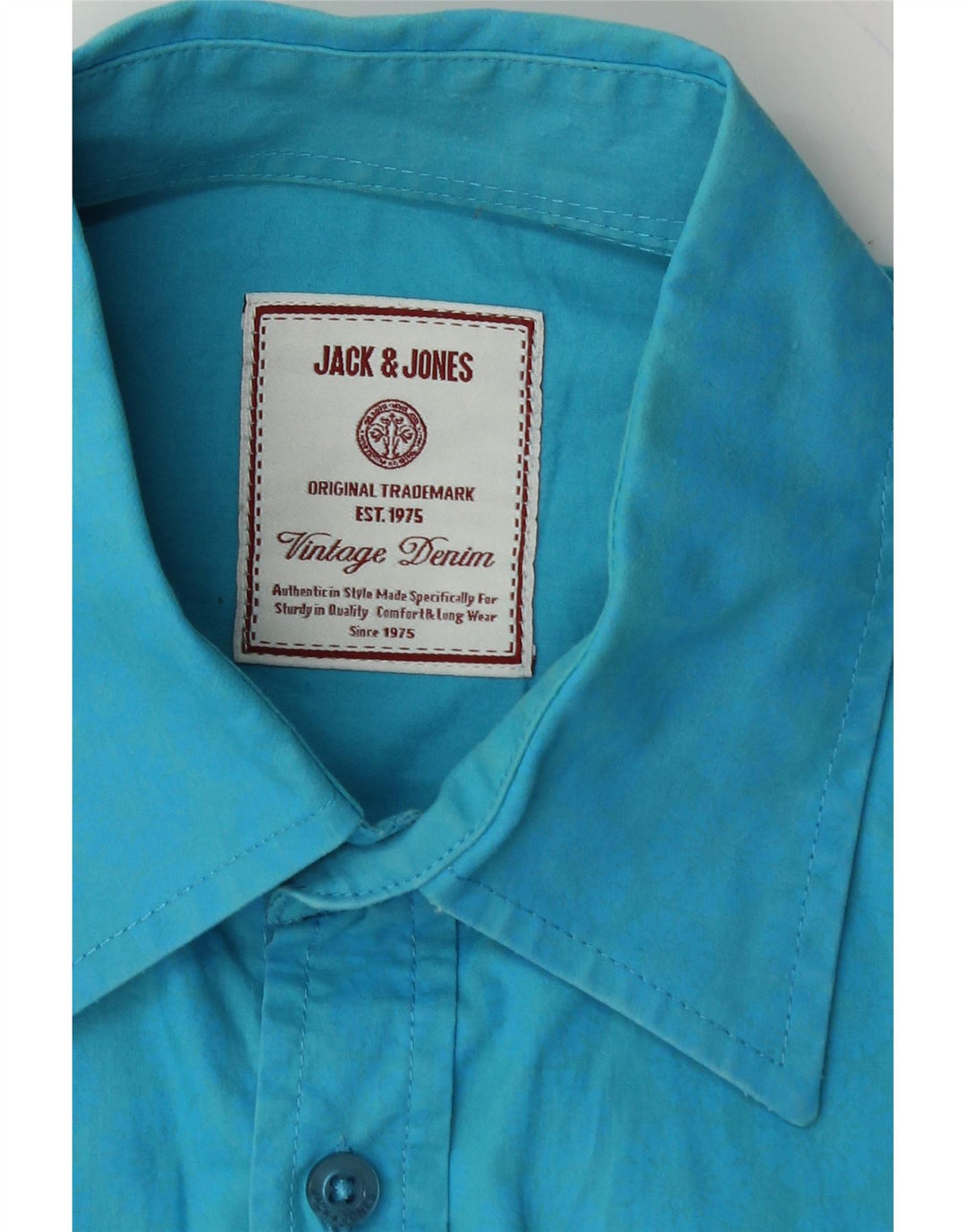 JACK & JONES Mens Short Sleeve Shirt Medium Blue Vintage Jack & Jones and Second-Hand Jack & Jones from Messina Hembry 