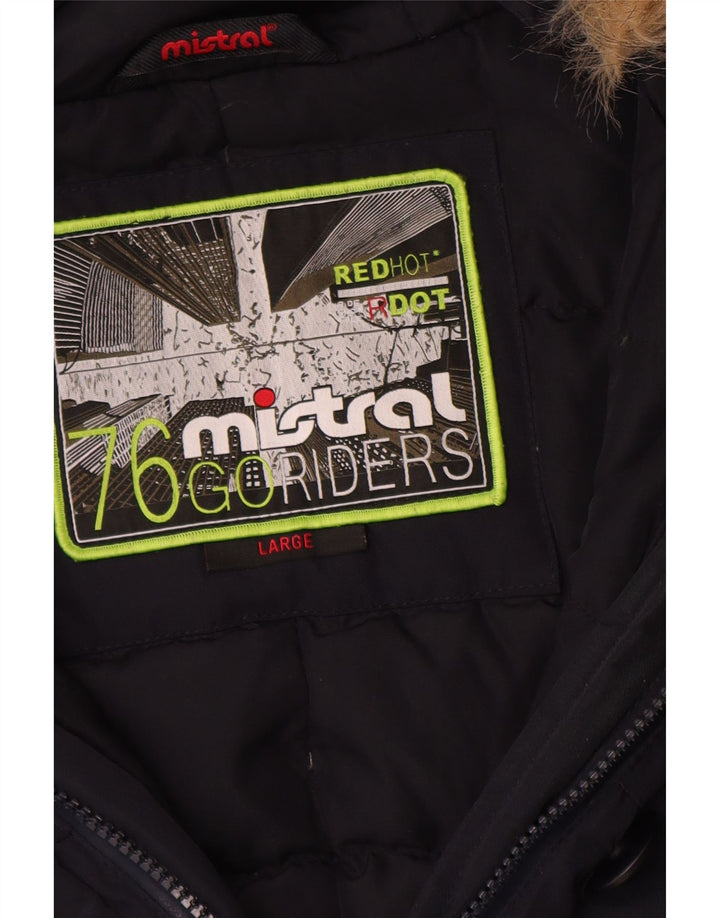 Mistral ženski podstavljeni kaput s kapuljačom UK 16 Veliki tamnoplavi poliester