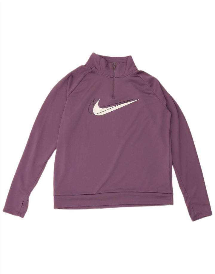 Nike Ženski Dri Fit Graphic Pulover Trenirka Top UK 14 srednje ljubičasta