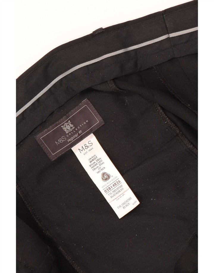 Marks & Spencer muške hlače standardnog kroja W38 L31 crne vune
