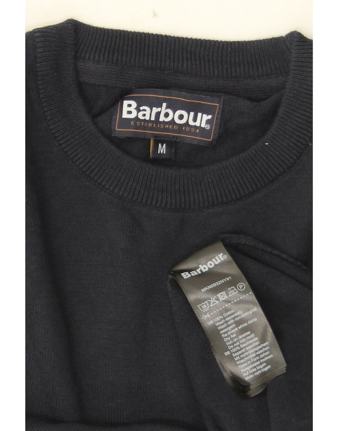 Barbour muški džemper s okruglim izrezom, srednje tamnoplavi pamuk