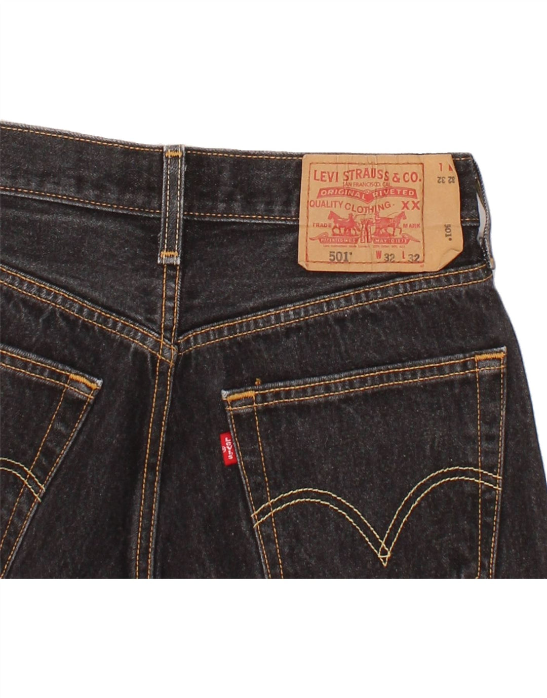 LEVI'S muške kratke traper hlače 501 W32 srednje crni pamuk