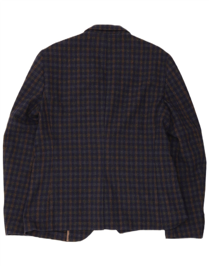 Vintage muški sako sa 2 gumba EU 52 XL tamnoplavi akrilni gingham