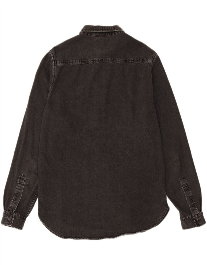 ZARA Mens Slim Fit Denim Shirt Medium Black Cotton