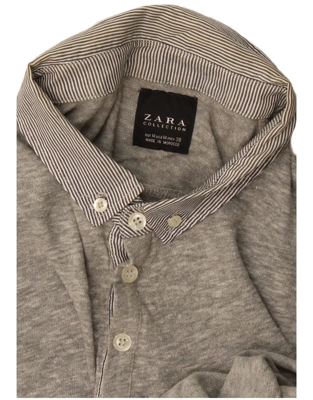 Zara muška polo majica dugih rukava srednje siva s pjegama