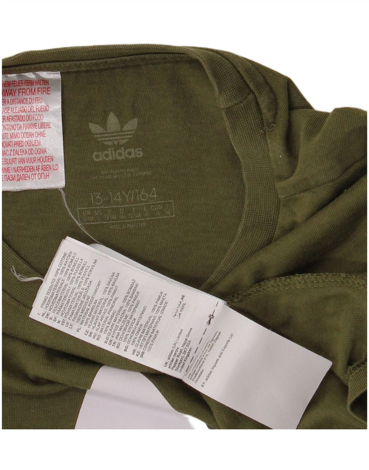 Adidas Boys Graphic T-Shirt Top 13-14 Years Khaki Cotton