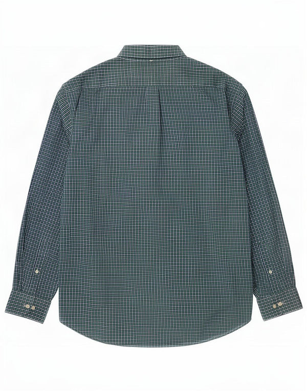 Chaps Mens Classic Fit Shirt Size 17 1/2 XL Green Gingham Cotton