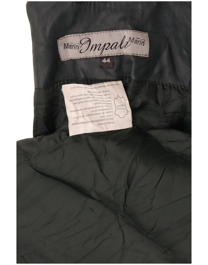 Vintage Womens Oversized Leather Coat EU 44 XL Green Leather