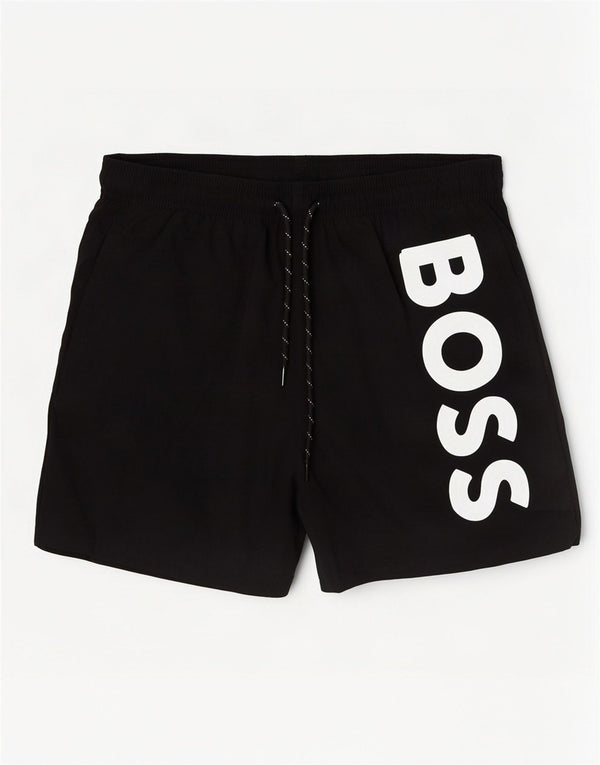 Hugo Boss muške kratke hlače za kupanje s grafičkim motivima, srednji crni poliamid