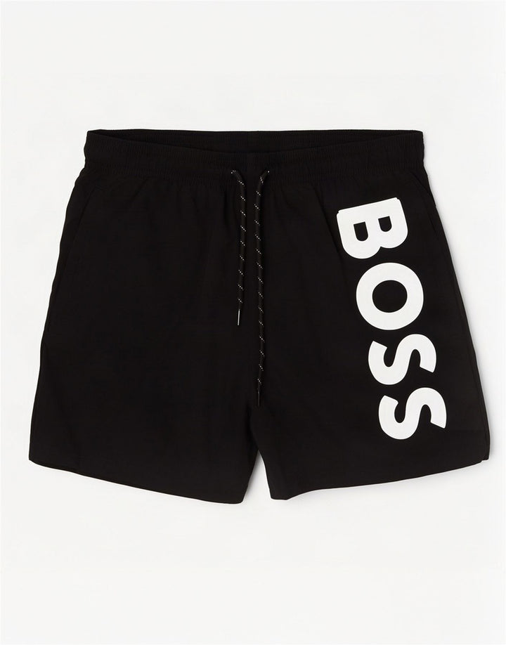 Hugo Boss muške kratke hlače za kupanje s grafičkim motivima, srednji crni poliamid