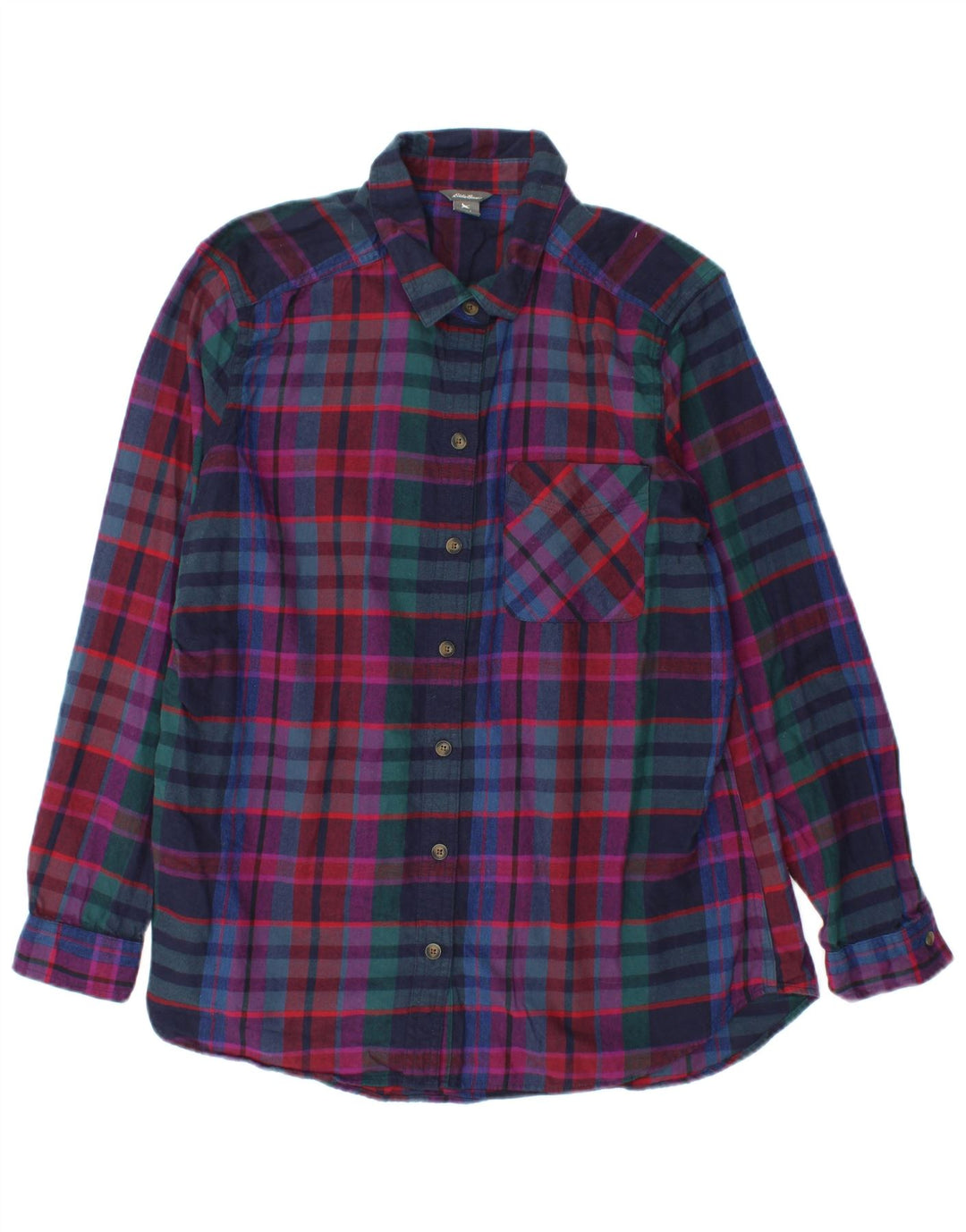EDDIE BAUER Ženska flanelska košulja UK 16, pamuk, veliki raznobojni karirani komad