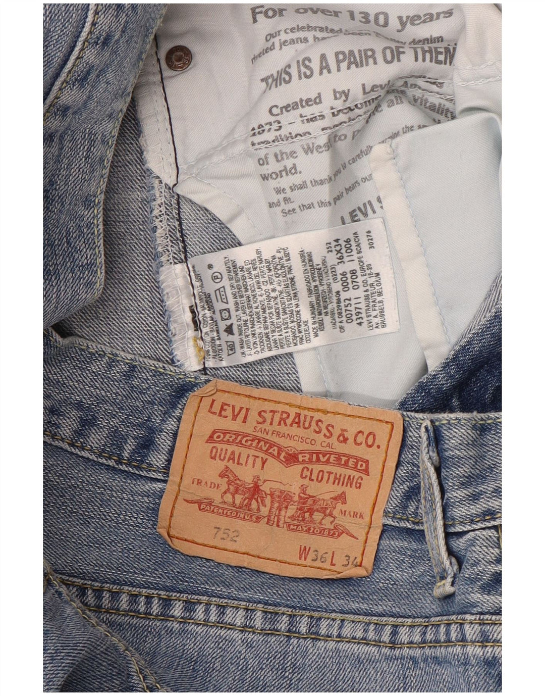 Levi's muške kratke traper hlače 752 W36 veliki plavi pamuk