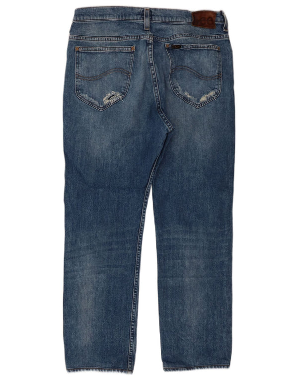 Lee Mens Rider Straight Jeans W34 L26 Plavi pamuk