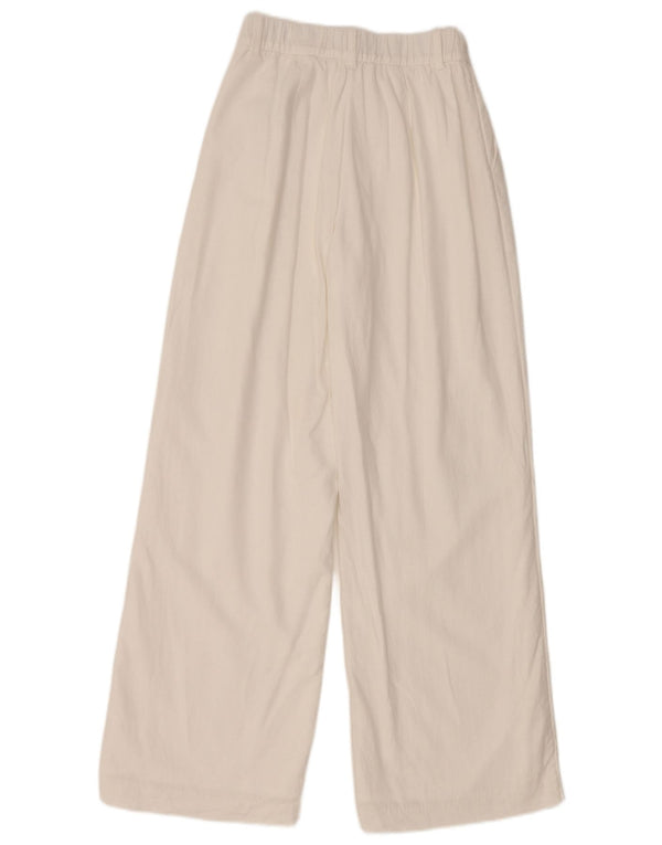 HOLLISTER Womens Livvy High Waist Wide Leg Trousers XS W25 L28 White Linen