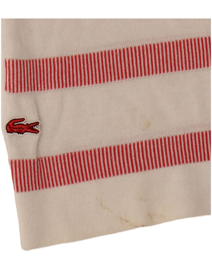LACOSTE Womens Boat Neck Jumper Sweater Size 36 Small White Striped