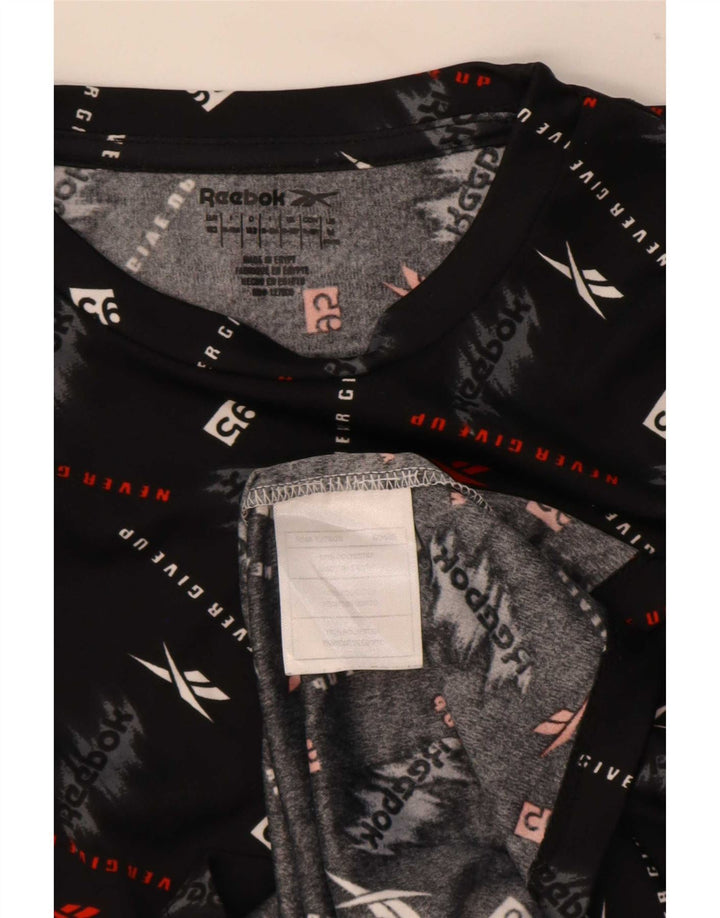 Reebok Boys Graphic T-Shirt Top 11-12 Years Medium Black Poliester