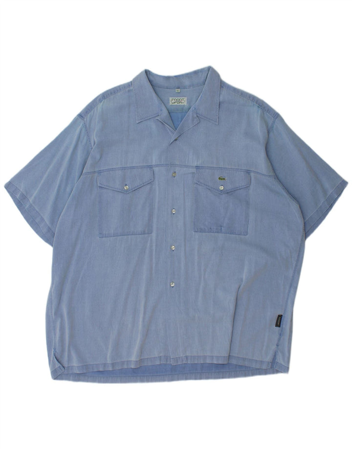 LACOSTE Muška košulja kratkih rukava, veličina 45 XL, pamuk s plavim prugama