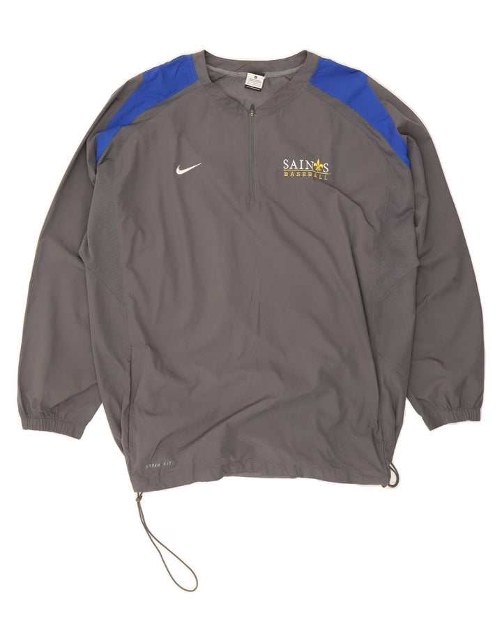 NIKE Mens Graphic Zip Neck Pullover Tracksuit Top XL Grey Polyester Vintage Nike and Second-Hand Nike from Messina Hembry 