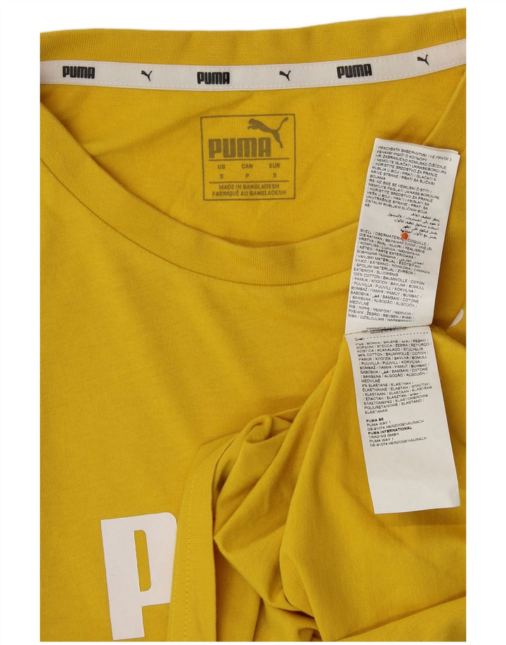 PUMA ženska majica kratkih rukava s velikim grafičkim kratkim rukavima UK 10 Small Yellow Cotton