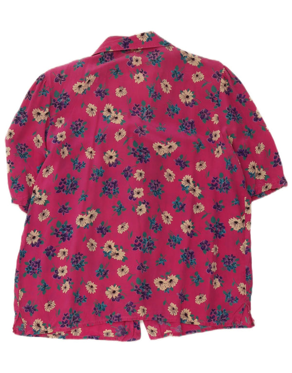 Vintage ženska košulja kratkih rukava UK 18 XL ružičasta cvjetna