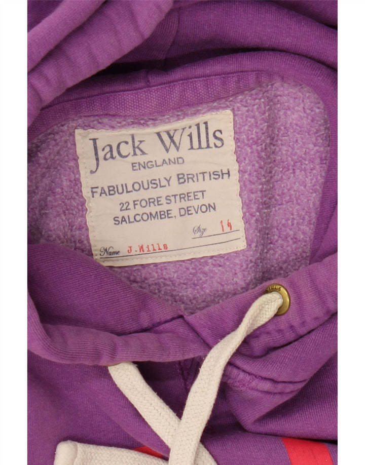 JACK WILLS Ženska majica s kapuljačom s grafičkim motivima UK 14 velika ljubičasta