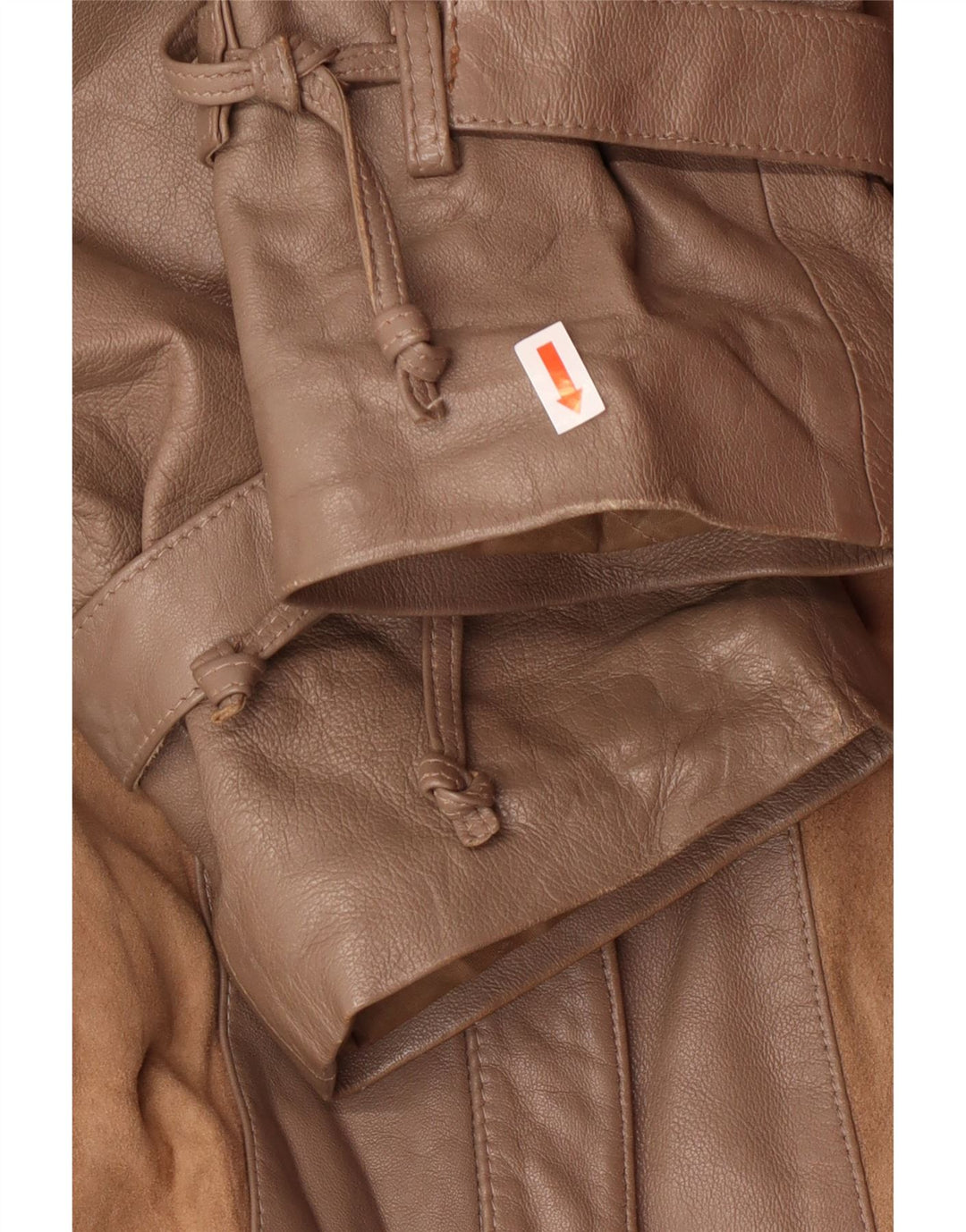 Norma ženski kožni kaput širokog kroja UK 14, klasičan srednje smeđe pruge