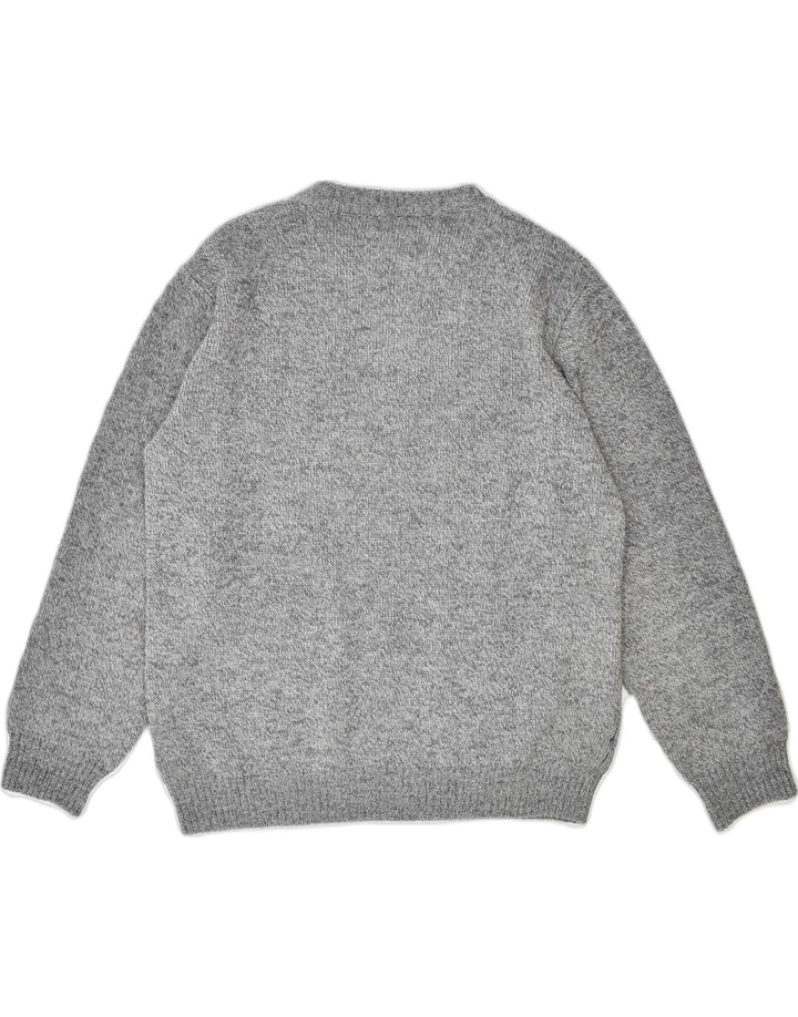VINTAGE Mens Crew Neck Jumper Sweater Large Grey Flecked Wool Vintage Vintage and Second-Hand Vintage from Messina Hembry 