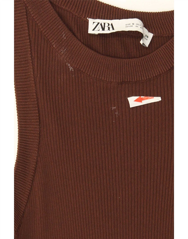 Zara ženski prsluk UK 8 Small Brown Viskoza