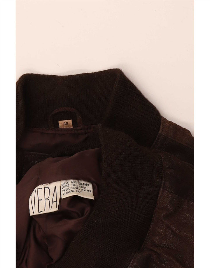 Vintage muška bomber kožna jakna IT 48 srednje smeđa