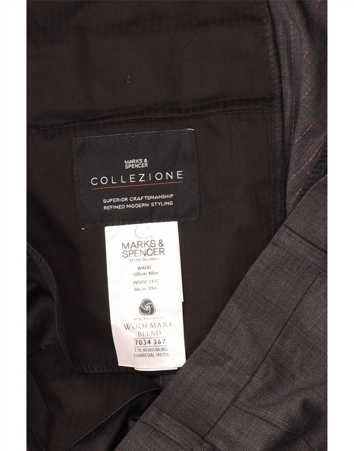 Marks & Spencer muške hlače ravnog odijela W40 L33 sive vune