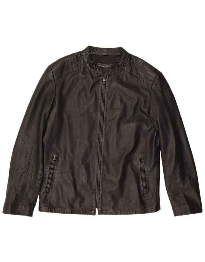 Vintage muška kožna jakna UK 38 srednje crna koža