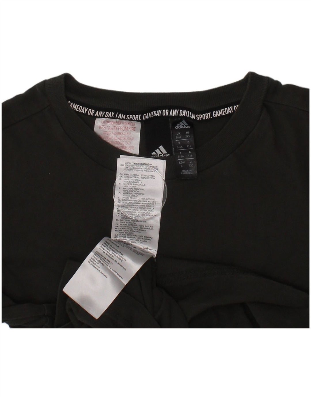 Majica s kratkim rukavima Adidas za dječake, 5-6 godina, kaki pamuk