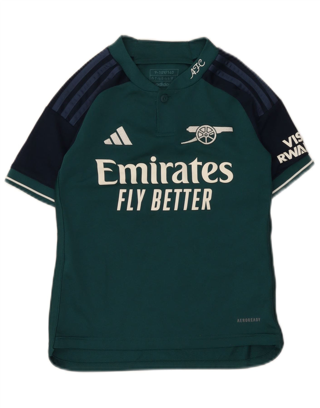 ADIDAS Boys Fly Emirates Graphic T-Shirt Top 9-10 Years Green Colourblock