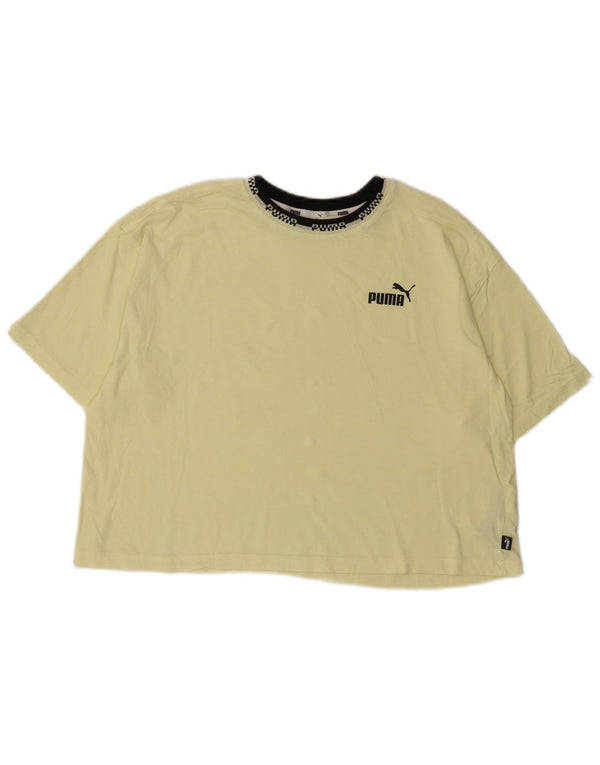 Puma ženska majica kratkih rukava s kratkim crtama UK 16 Large Yellow Cotton