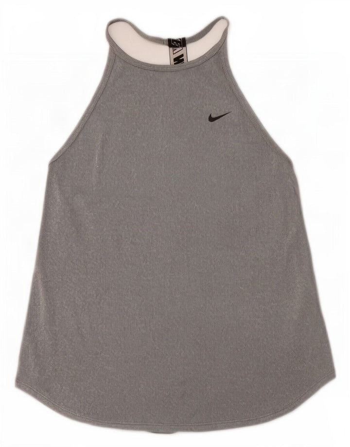 Nike Ženski Dri Fit Graphic Vest Top UK 8 Small Gray Colourblock Poliester