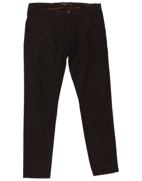 LIU JO Muške Uomo uske chino hlače IT 50 Large W36 L32 crni pamuk