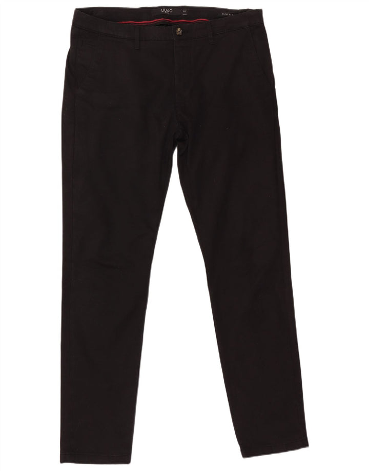 LIU JO Muške Uomo uske chino hlače IT 50 Large W36 L32 crni pamuk
