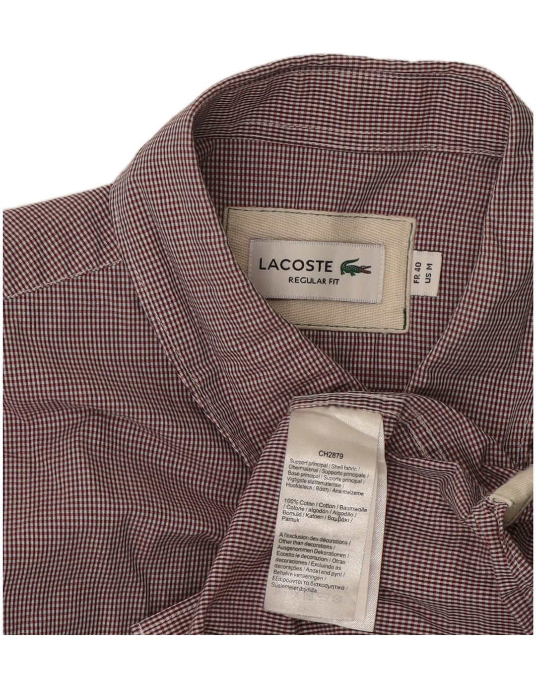 Lacoste muška košulja kratkih rukava standardnog kroja, veličina 40 srednje tamnocrvene boje