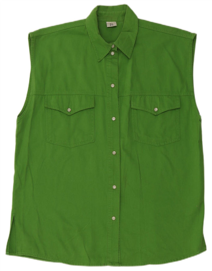 Vintage ženska prevelika košulja bez rukava EU 40 Srednje zeleni pamuk