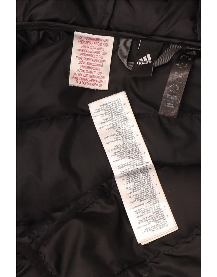 Podstavljena jakna s kapuljačom Adidas za dječake 13-14 godina, crna poliesterska boja