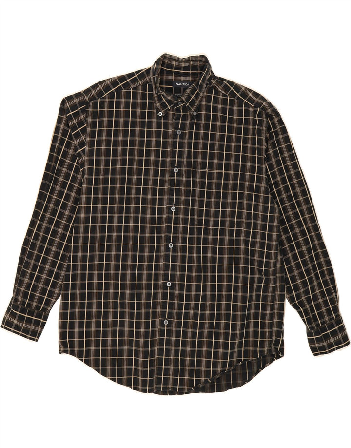 NAUTICA Mens Shirt Large Black Check Cotton Vintage Nautica and Second-Hand Nautica from Messina Hembry 