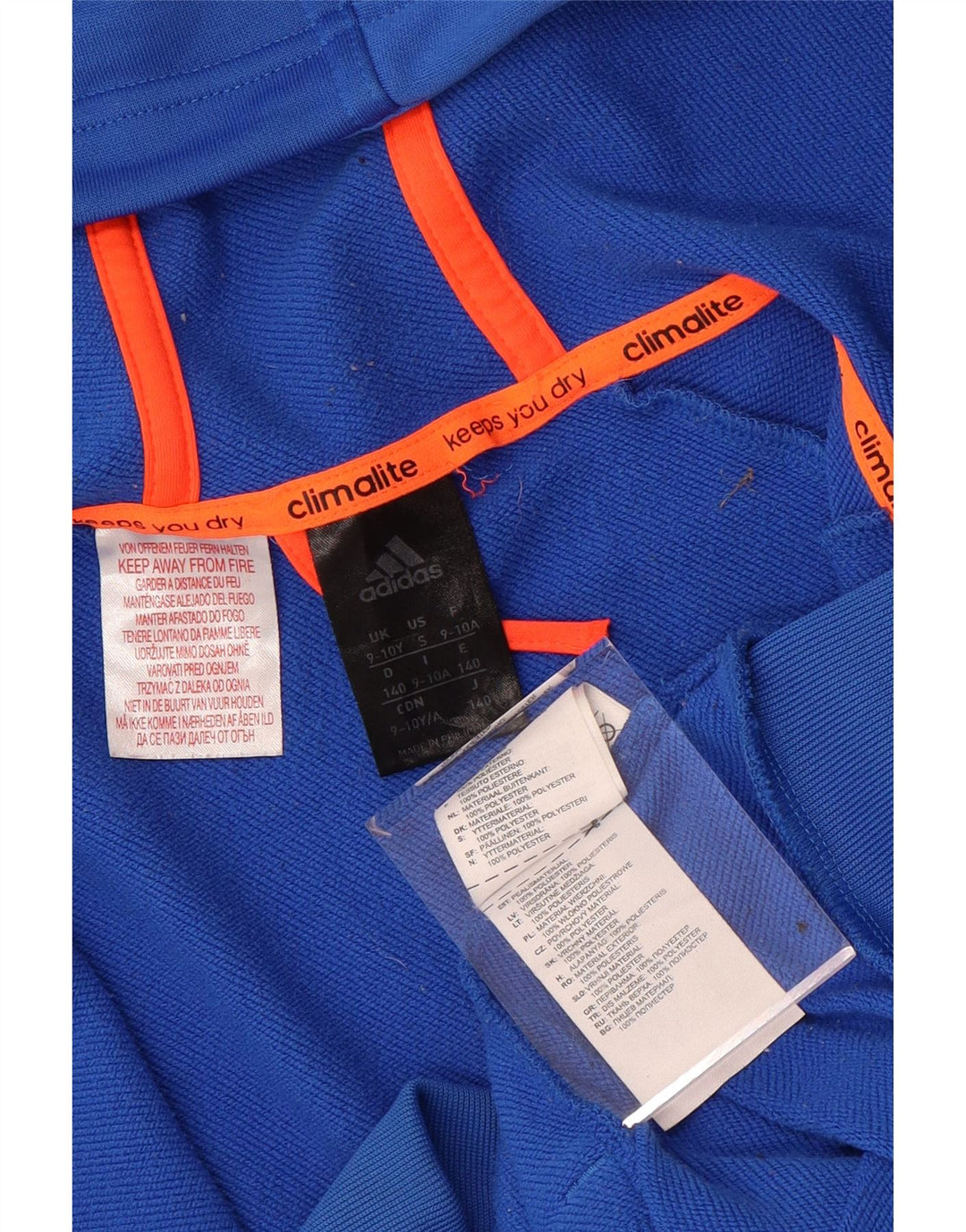 ADIDAS džemper s kapuljačom Climalite za dječake 9-10 godina plave boje