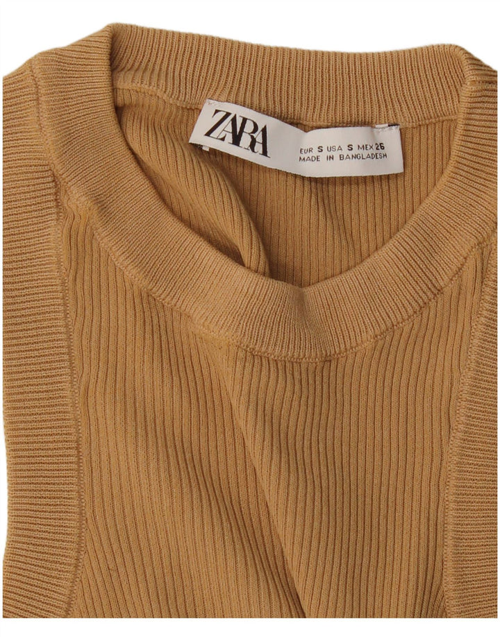 ZARA Womens Vest Top UK 8 Small Beige