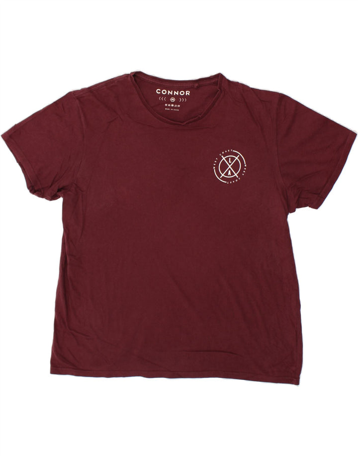 PATRICK O'CONNOR Mens Graphic T-Shirt Top 2XL Maroon Cotton Vintage Patrick O'Connor and Second-Hand Patrick O'Connor from Messina Hembry 