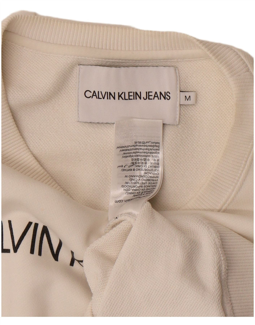 Calvin Klein Jeans ženski džemper s grafičkim motivima UK 14 Srednje bijeli