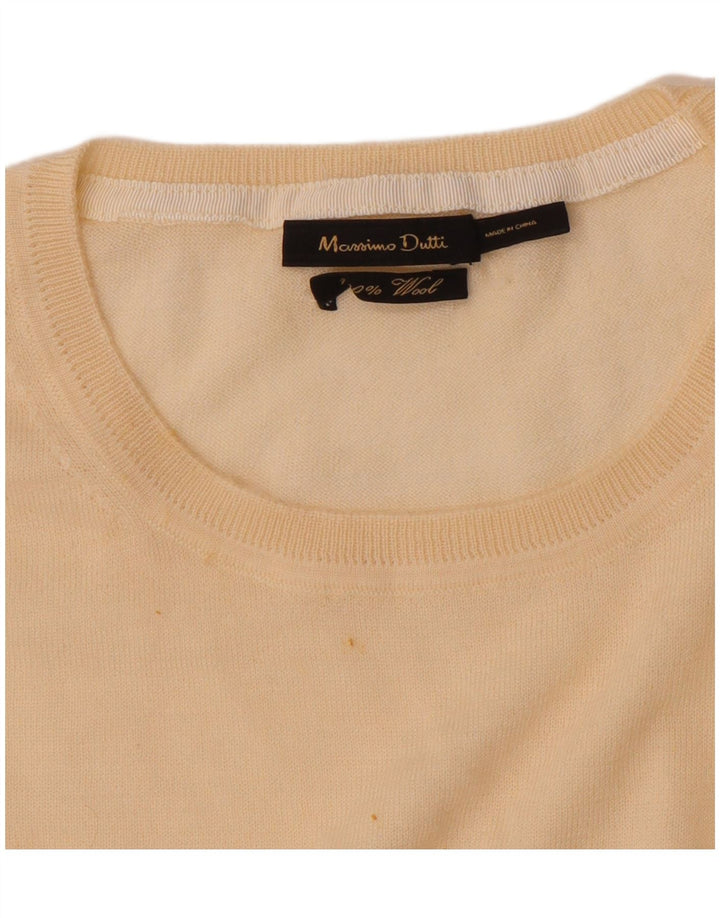 Ženski džemper s okruglim izrezom Massimo Dutti UK 12 Srednje bež vuneni