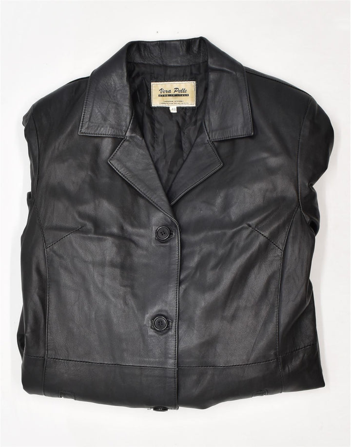 VINTAGE ženski kožni kaput IT 48 XL crna koža