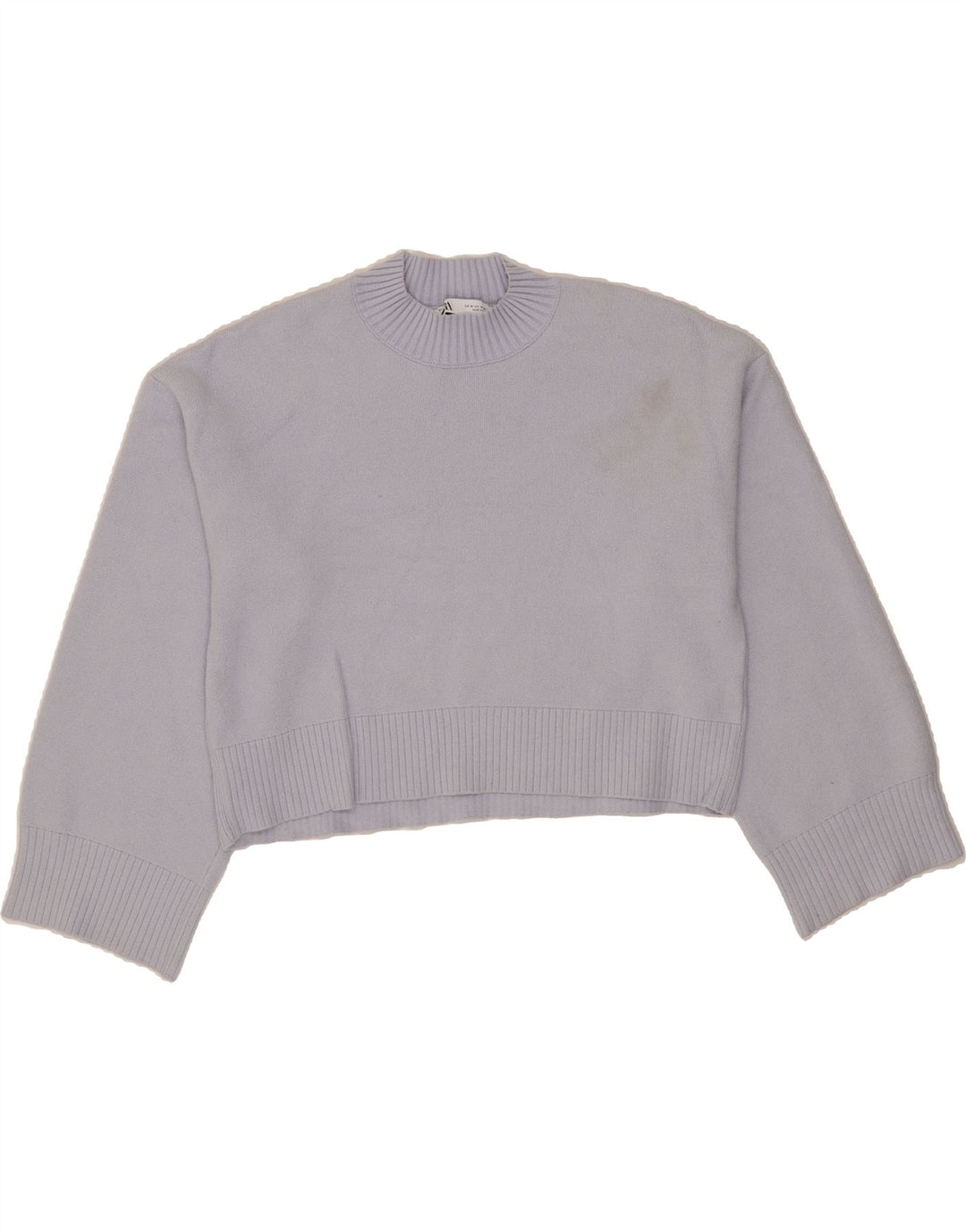 ZARA Womens Crop Turtle Neck Jumper Sweater UK 14 Medium Blue Viscose Vintage Zara and Second-Hand Zara from Messina Hembry 