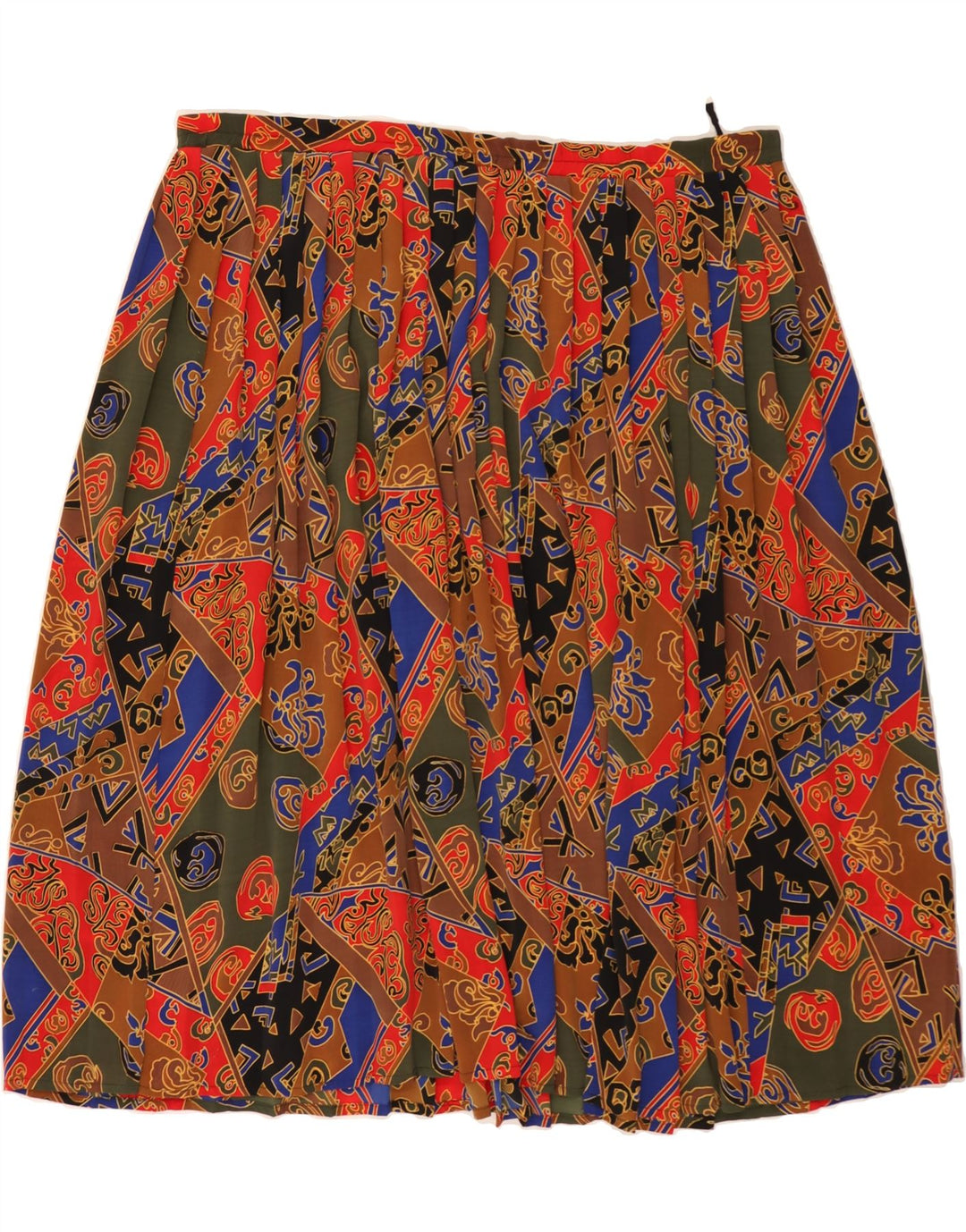C&A Womens Pleated Skirt UK 18 XL W40 Multicoloured Patchwork Polyester Vintage C&A and Second-Hand C&A from Messina Hembry 